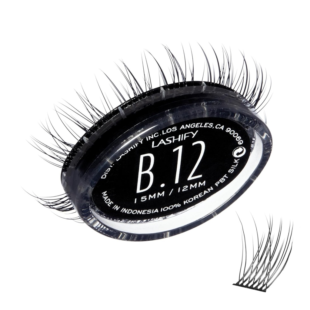 Lashify Bold 12mm Gossamer DIY 眼片扩展重填, 黑色, 方便的假眼片, 用于自然外观