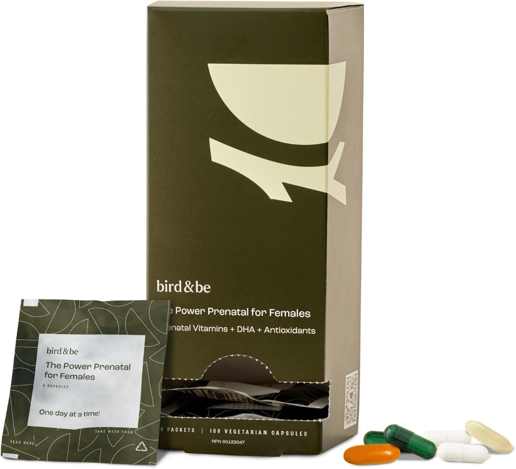 Bird&be 女性的动力产前护理 -- -- 用藻类油DHA(Omega-3)、CoQ10和N-乙酰Cysteine -- -- 30天供应