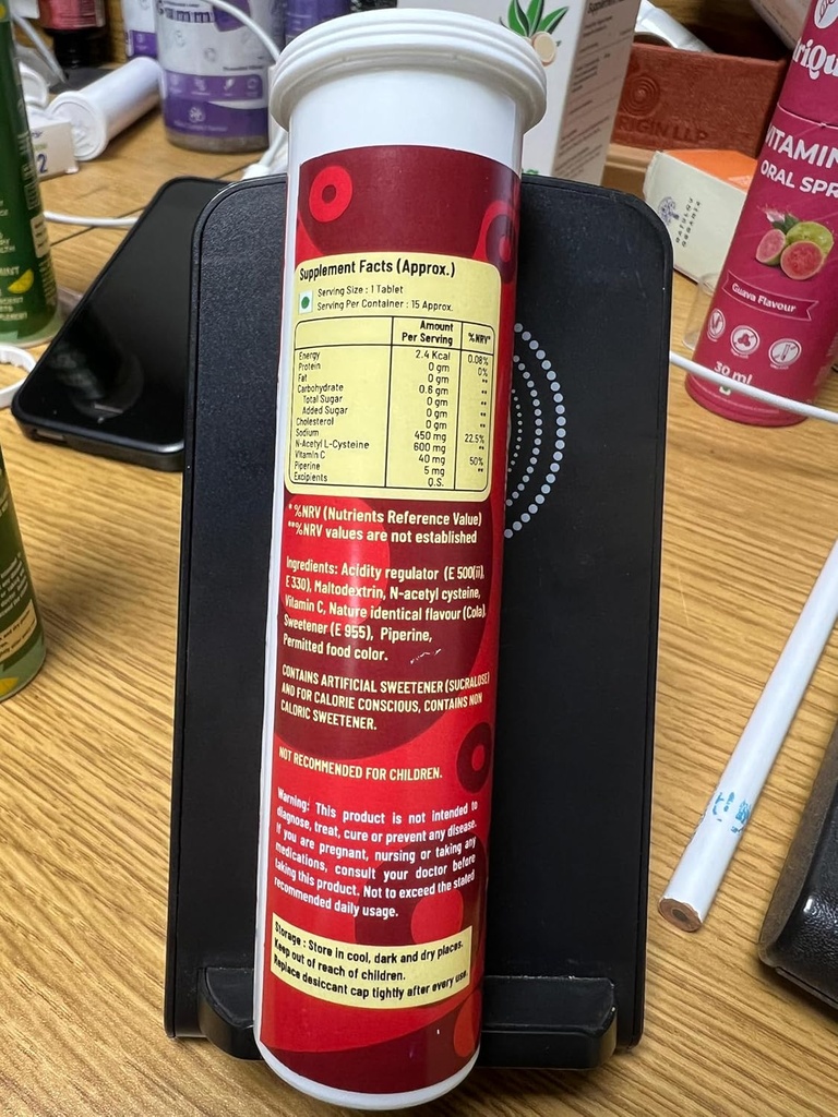 NAC 补编 - N-乙酰基-Cysteine 600mg用于肺部解毒和健身支持 - Cola Flavour的15个Effervescent平板电脑 NAC-Acetyl-Cysteine 600mg用于Glutatathione | Effervescent NAC用于男女