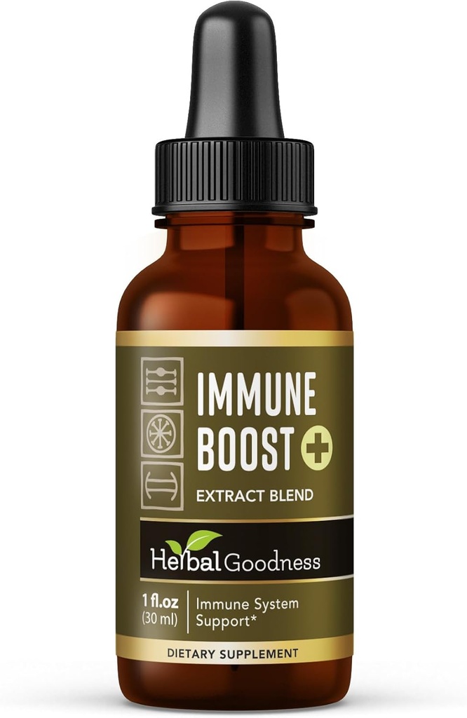 Herbal Goodness Immune Support Liquid 1oz – Immune & Gut Health的天然草药补充剂,成人和儿童的液体维生素,配有 Echinacea, Astragalus 和 Graviola – 1瓶