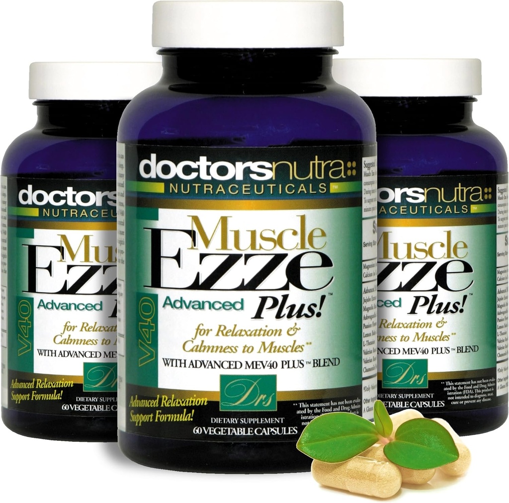 Pack of 3 Natural Relaxant Muscle Ezze Plus Advanced Day-Time Night-Time 24-7 最大强度卡普尔.
