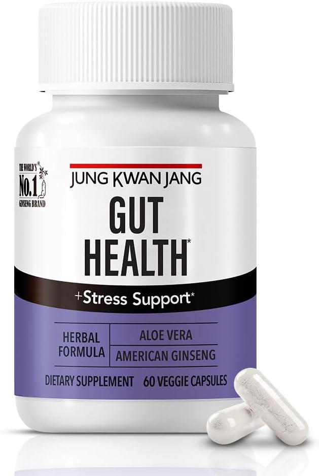 JungKwanJang Gut 与Aloe Vera(833mg)和美国Ginseng 为Gut健康、文摘、豁免、60个男女卡普尔提供健康支助