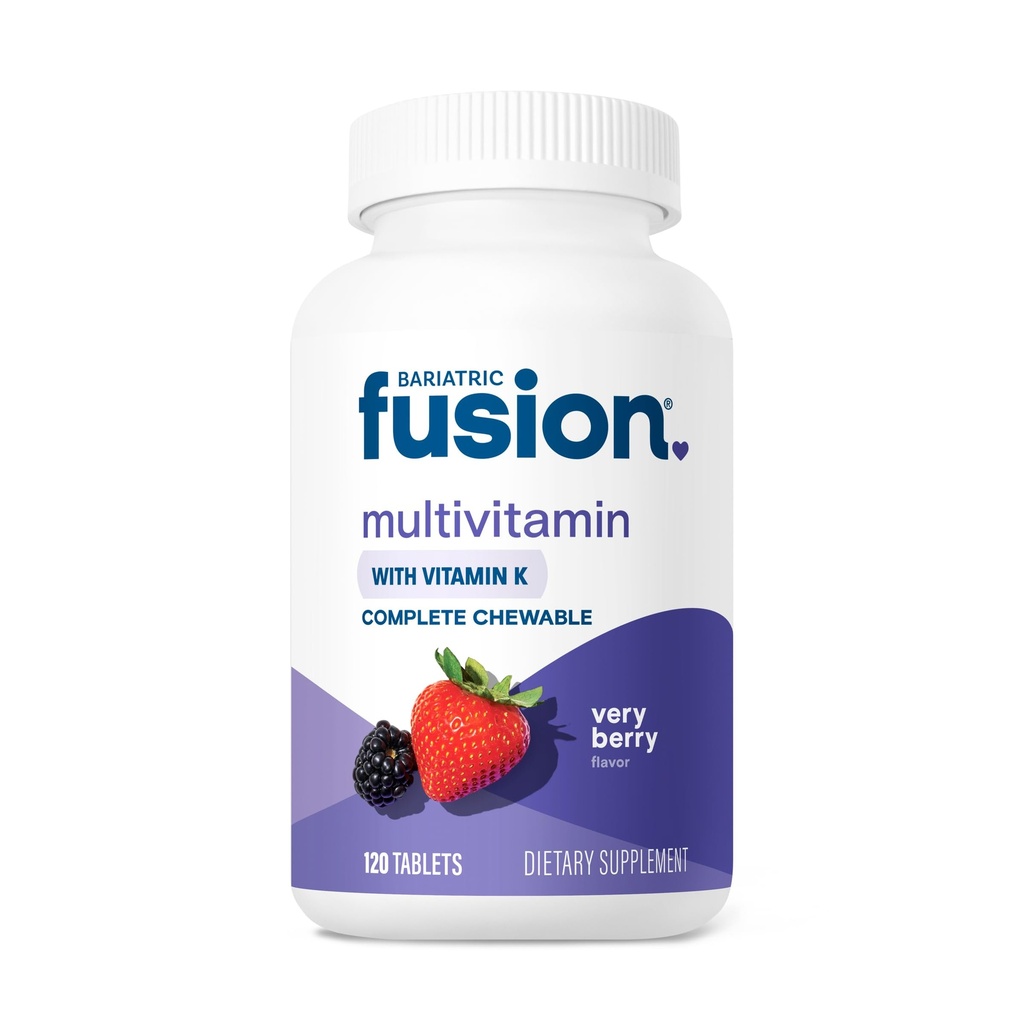 Bariatric Fusion Very Berry 完全可切除的Bariatric 多维他明与铁和维生素K 用于巴里亚特里科外科病人,包括肠胃旁塞和袖口胃切除术 -- -- 120块