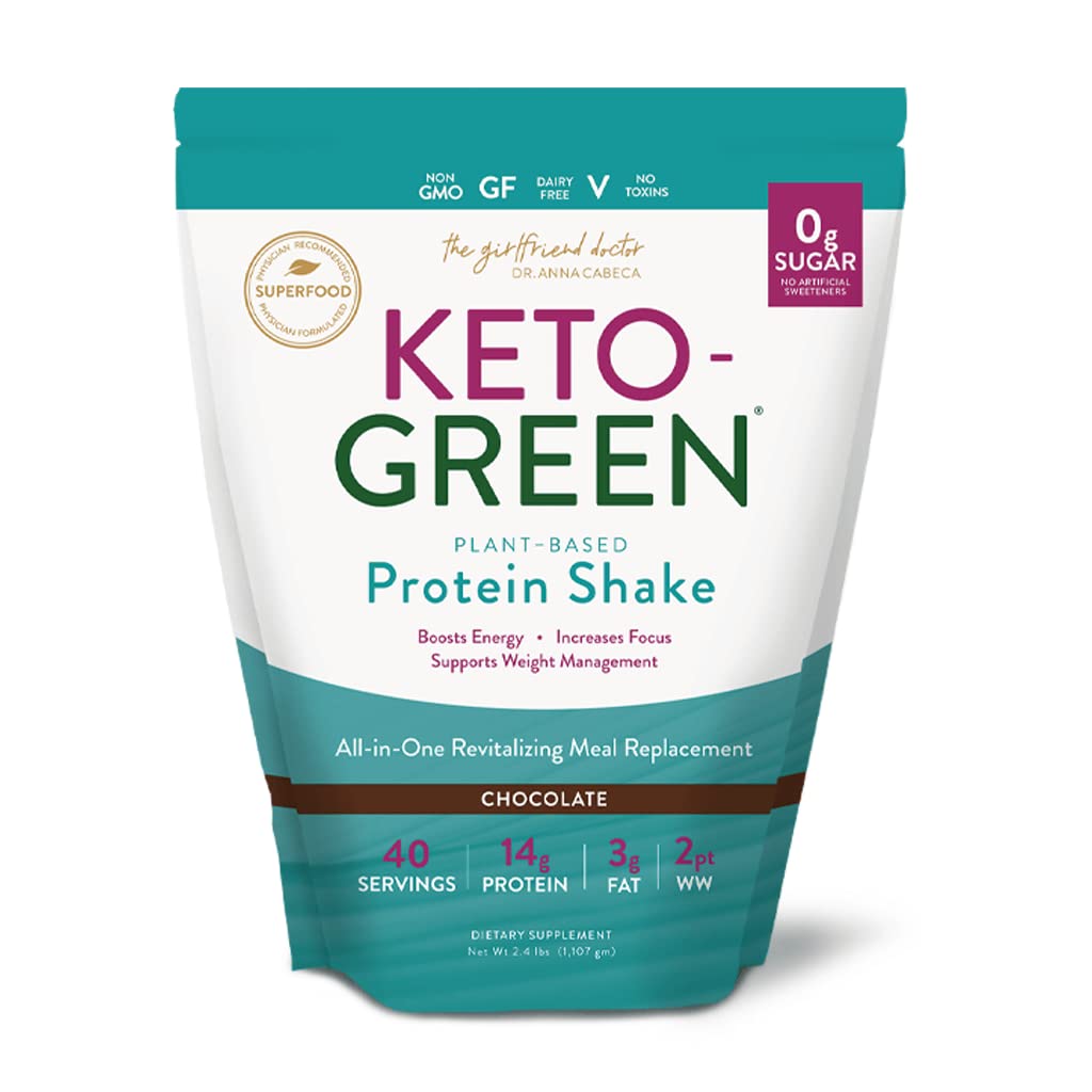 Anna Cabeca博士的VIDAPURA Keto-Green Protein Shake – 《每日健康、能源和平滑文摘》的巧克力Vegan蛋白 – 40种服务