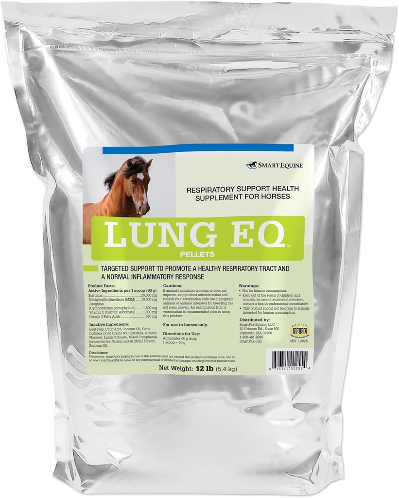 SmartEquine Lung EQ Pelles for Innovated Respiratory Speles 用于创新呼吸支持的 SmartEquine Lung EQ Pelles 用于马健康 用于有抗氧化剂,草药,矿物的马的 Spiruina 用于呼吸支持的 Equine Pelles 用于呼吸支持的 Spiruine Pelles 用于呼吸支持的 Spiruina 12 LB