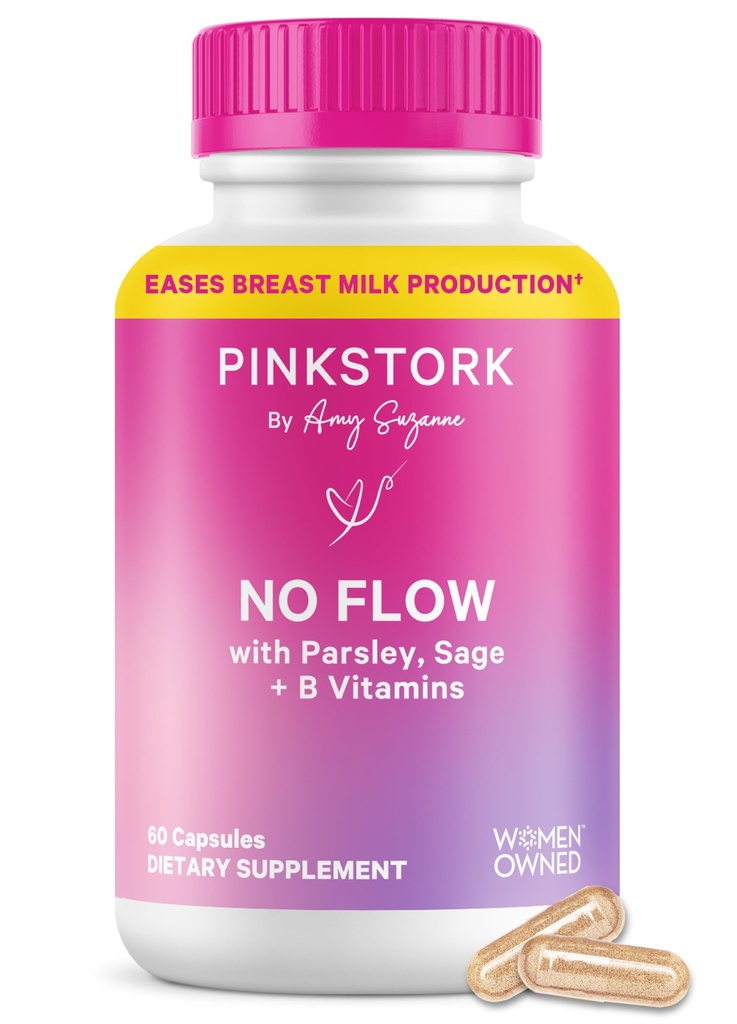 Pink Stork No Flow:用Sage、Parsley和B维生素提供干乳乳汁, " 妇女停止母乳喂养和减少牛奶生产产后必需品 " ,60卡普尔