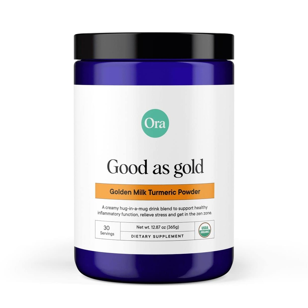 Ora 有机金乳粉 - Ayurvedic Turmeric 粉末与有机适应剂 - Ashwagandha, Reishi 和 Ginger QQ 有机,无胶体,无豆体,Vegan,N-GMO - Maple & Vanilla, 30名服务生