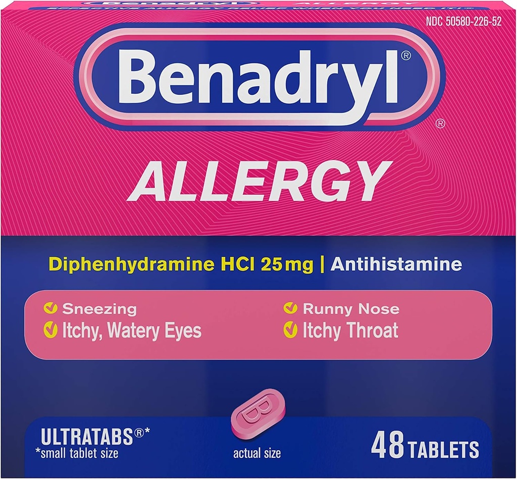 Benadryl Ultratabs 抗希斯胺过敏药,二苯胺HCl片,48 cm
