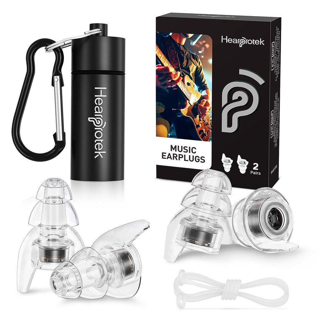 Hearprotek Concert Ear Plugs, 2Pairs 重用高菲德尔力音乐家 Ear Plugs 用于音乐协奏曲 Loud Music-Noise 减音耳保护耳塞用于拉维,庆典,音乐,Tinnitus Relief
