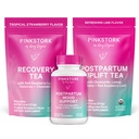 Pink Stork 产后基本必需品 Kit – 荷尔蒙平衡,恢复和混合支持新妈妈 – 产后维他命 Ashwagandha + 草药茶用于缓解压力,能源,睡眠 – 礼物集 – Vegan,有机