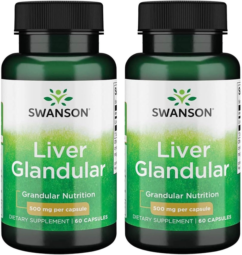 Swanson Liver Glandular 500 毫克 60 卡普尔(2包)