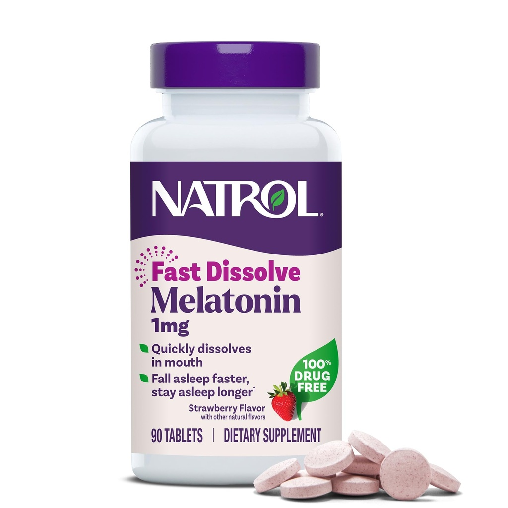 Natrol快速溶解Melatonin 1毫克,成人睡眠支持