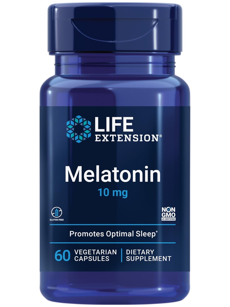 生命延展 Melatonin, 10毫克, 健康剂量, 我们的最高可用剂量, 用于睡眠支持, 健康免疫反应, 氧化性应激素防御, 蔬菜, 60卡普尔