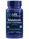 生命延伸 Melatonin 6小时定时释放, 300 mcg, Gentle睡眠支持扩展释放公式, 健康循环韵律, 细胞防御, Gluten- Free, 非 GMO, 蔬菜, 100片