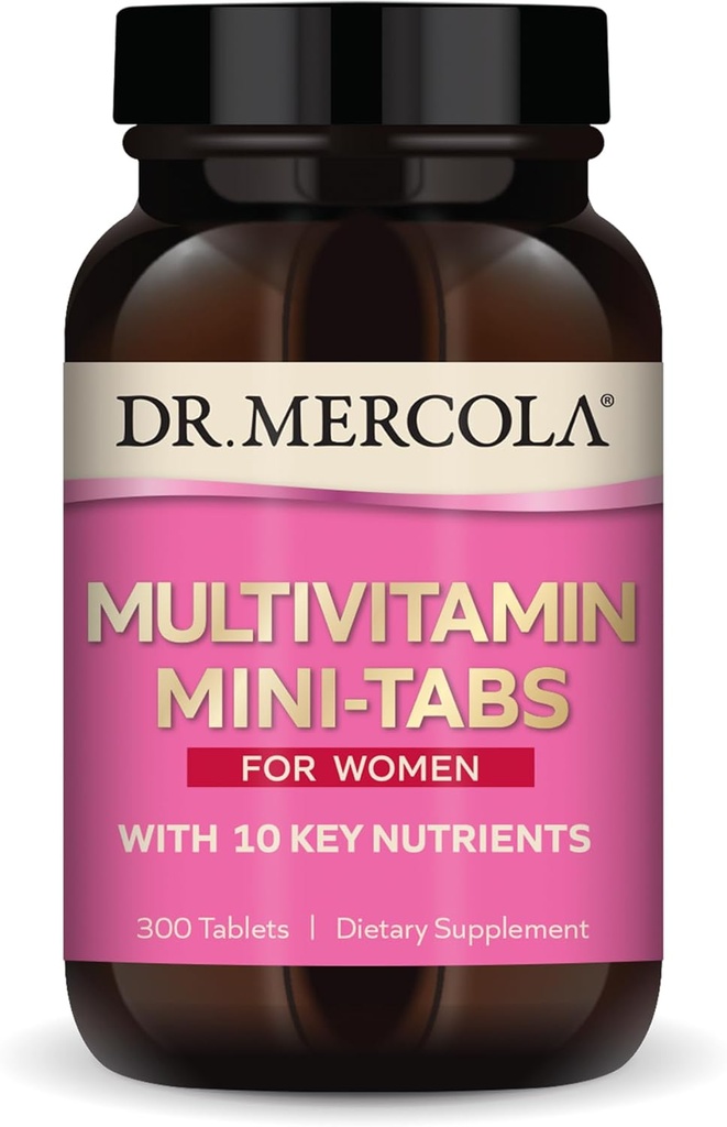 Mercola Multivitamin Mini-Tabs博士,30名服务员(300张牌匾),10名主要营养员,支持最佳妇女健康,非GMO