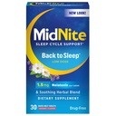 MidNite Back to Sleep Low Dose, 1.5 mg Melatonin睡眠援助,非哈比特成形,草药给成年人的膳食补充,无毒品,无葡萄糖,无乳糖,蔬菜,维冈,30个快速熔融片