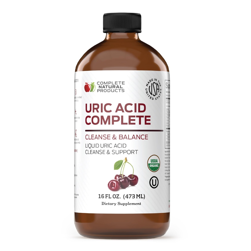 完整的天然产品Uric Acid Complete - 16oz液体补充剂,用于支持Uric Acid Cleanse,肾脏健康与苹果苹果苹果醋,Tart Cherry, & Beet Root的流通.