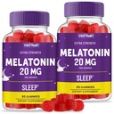 20mg(2Pack) 睡眠支持 20mg 成人最大力量 20mg Gummys 快速溶解 大贝里 Flavor 60 Counter QQ Vegan, Non GMO