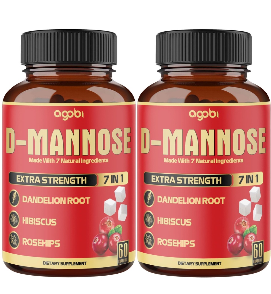 2 包 60 计数 4 个月 - D - Mannose Capsules - 天然尿道切除 健康与免疫支持 - 7in1 配有 Cranberry, Dandelion, Hibiscus & More