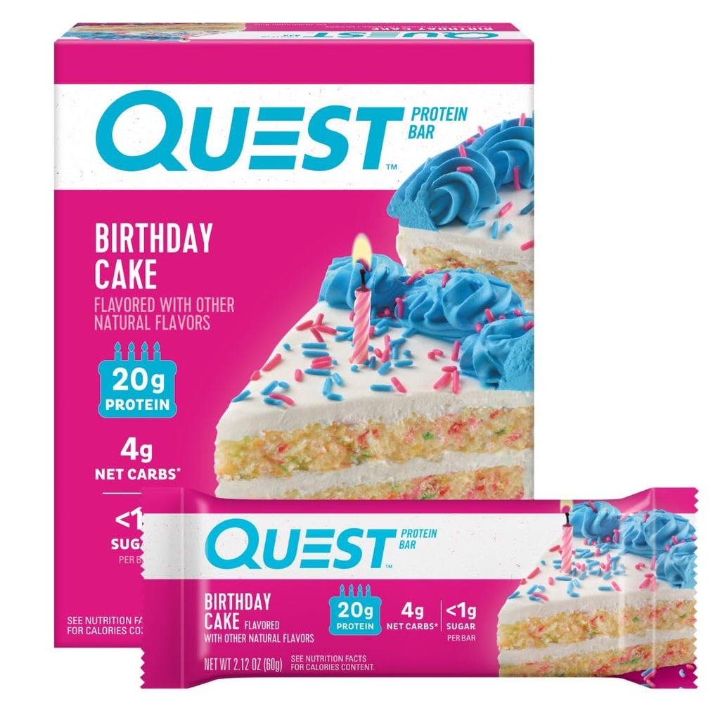 素食性营养 生日蛋糕蛋白棒,20g蛋白,4g净卡布,1g糖,Gluten Free,Keto Friend, 4 Count