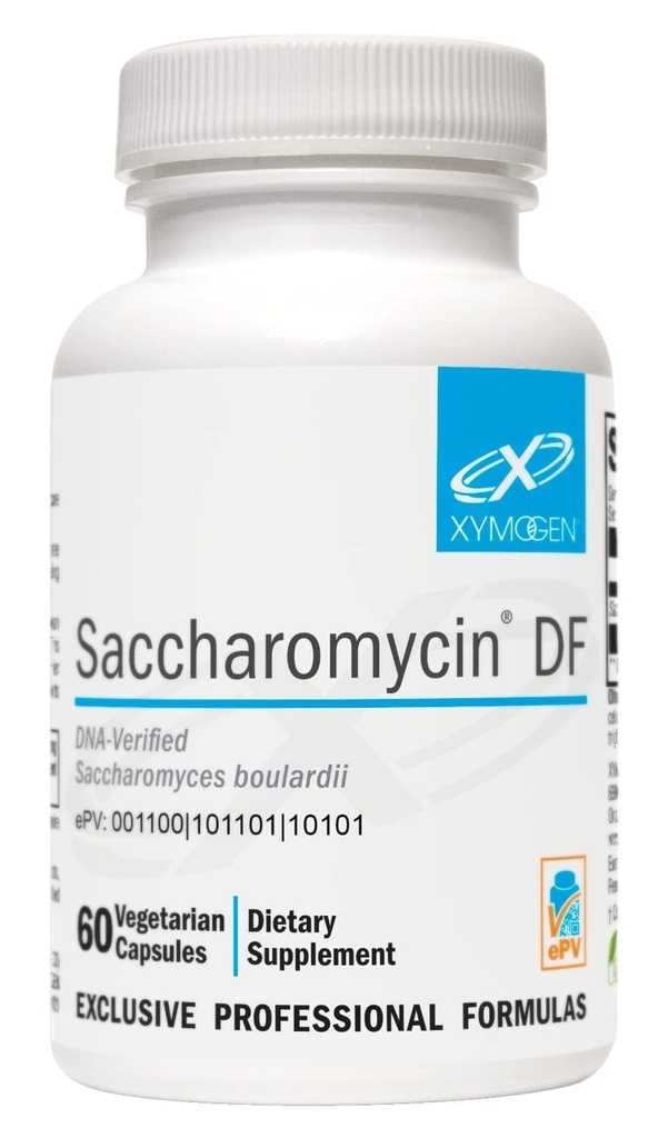 XYMOGEN Saccharomycin 10B - 胃酸-阻力,DNA-经验证的Saccharomyces boulardii - 乳品自由 Yeast Probios for Gut Support & Immune Health - 前称Saccharomycin DF (60 Capsules)