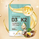 维沃努维生素D3 K2 1000 IU配有MK7-300 Virgin Coconut Oil Softgel, 2 in 1 Vitamins D & K Complex → Vitamina D3 con K2((1Bag))