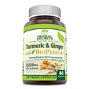 草药秘诀 Turmeric Curcumin & Ginger 配有 BioPerine 补充品 → 2,250 Mg Per Service → 180 Capsules → Non-GMO → Gluten Free → 在美国制造