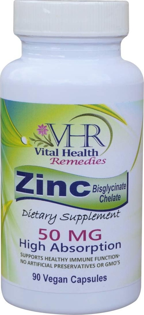 VHR ZINC Bisglycinate Chelate 50mg - 免疫支持 - 高吸收 - 无防腐剂. 90 维冈卡普尔