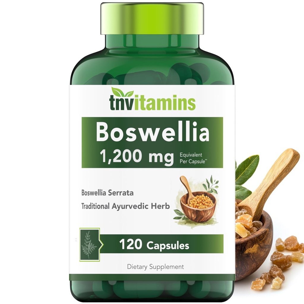 tnvitamins Boswellia 提取卡普尔斯,120 Counter |1200 mg per Capsule → 65% Boswellic 酸+ 10:1 集中抽取 | Boswellia Serrata → 联合和流动支持*