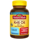 Nature Made 高级吸收磷虾油500mg与Astaxanthin和磷虾,Omega 3用于心脏健康支持,南极磷虾油补充,100软胶,100天供应