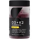 体育研究 维根维生素 D3 + K2 无糖胶 - 125mcg(5000iu) 维生素 D w/ 100mcg Mk7 维生素 K - 支持骨和免疫健康 * - 维根认证 – 非GMO – 豆类免费 - 60个计数