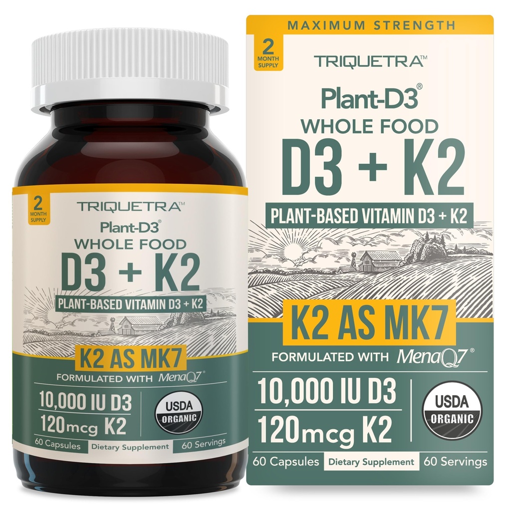 有机植物 D3 + K2 + 1000 IU D3 + 120 mcg K2 作为全程 MK7 从MenaQ7 → 100% 全程食品, Raw & Vegan → 与 Prebiotic & Superfood Complex → D3 从有机藻类(60 Counter)的强化消化