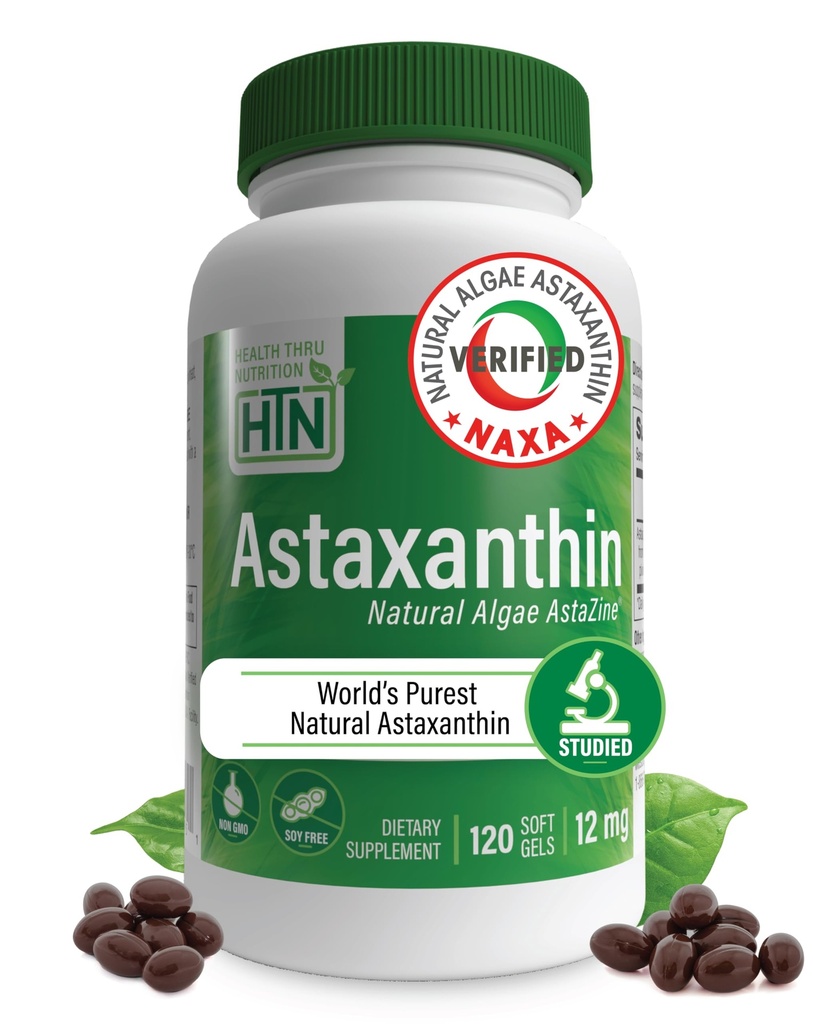 健康营养 Astaxanthin 三重力量 12mg 补充120 软胶 | AstaZine 来自原始喜马拉雅水中的藻类有机生长 → 皮肤和视觉支持