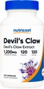 营养成本 魔鬼 Claw 1200mg 等价 120 Capsules - Veggie Caps, Non-GMO, Gluten Free, 和蔬菜友好