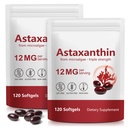 Liefiet Astaxanthin 12mg 120 软胶、2Pack Premium Astaxanthin 抗氧化剂补充剂、支持眼、皮肤、联合健康、容易吞咽、4个月供应
