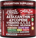 清洁 Nutra Astaxanthin 12mg Lycopene 补充维生素A C D3 E, L-Tyrosine, Selenium, Flax, Grape Seed, Gotu Kola, Amla, Black Pepper, 90 复杂 Veggie Capsules