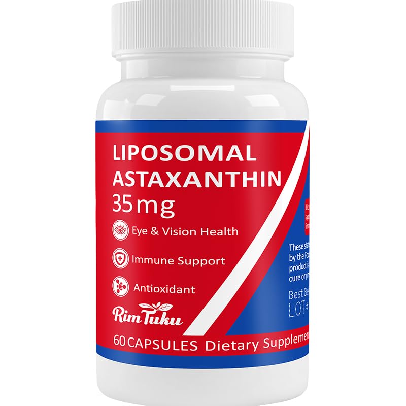 35mg Liposomal Astaxanthin 补充 - 强抗氧化剂支持皮肤,联合和眼部健康 - 与纯Astaxanthin- Vegan, Non-GMO, 60 Capsules 天然抗衰老公式