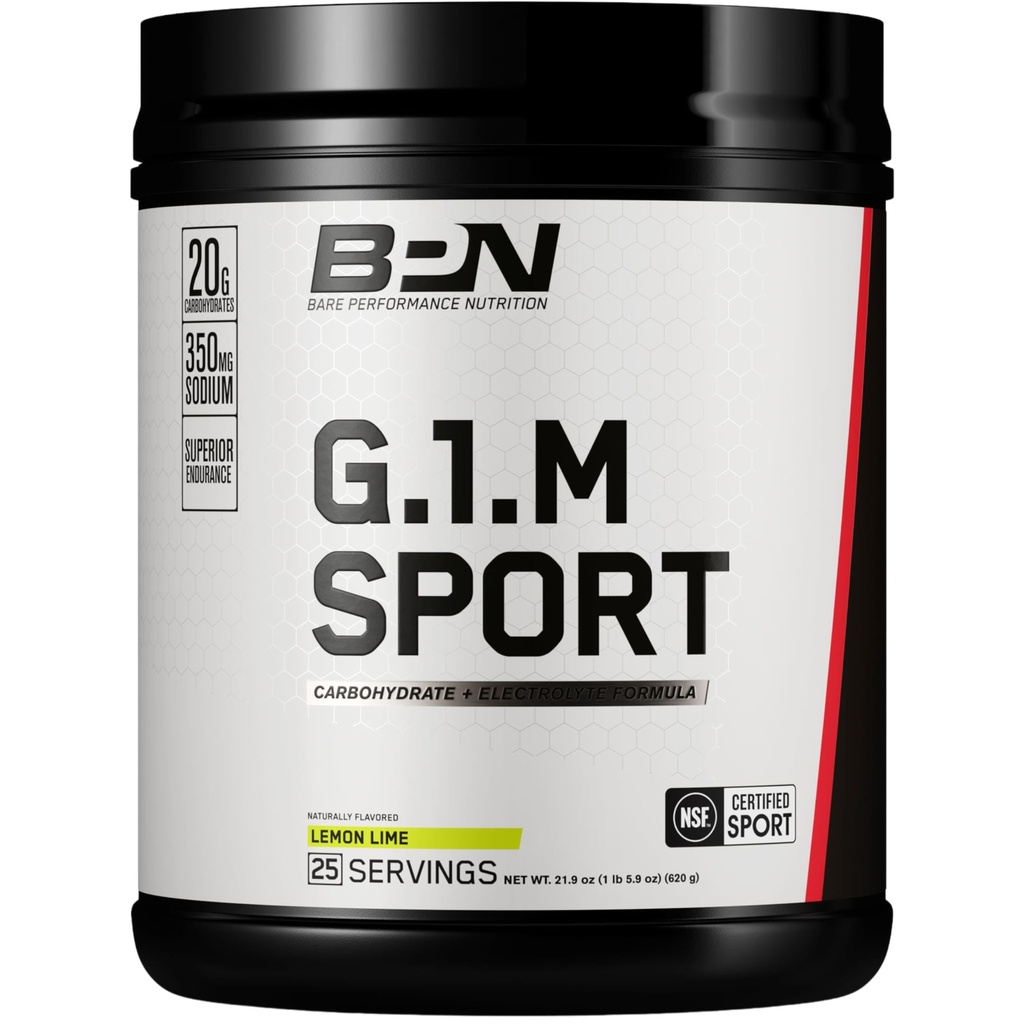 BARE 绩效营养、BPN G.1.M 更多运动、耐力训练燃料、高级碳水化合物和电解剂粉剂公式、减少脂肪、柠檬液、25种服务