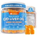 儿童与成年人的Cod Liver Oil Gummys 1000mg - w/Omega 3 (EPA & DHA),维生素A,D3 & K2 - Cod Liver Oil Omega 3 Gummys for Immune,大脑与认知支持,无糖,橙色火焰,120Cts