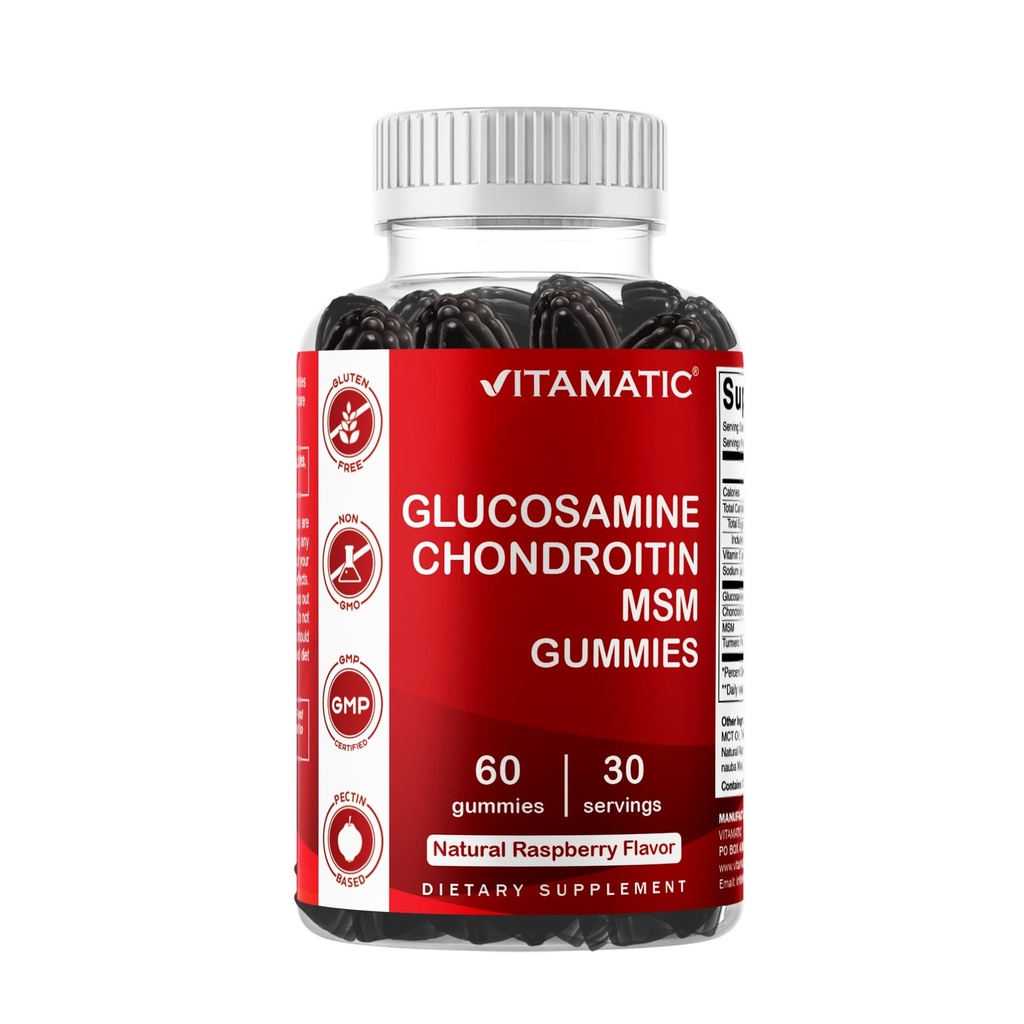 与MSM & Vitamin E 的维生素Glucosamine Chondroitin Gummys – 联合支持公式 – 60 Pectin基 Vegan Gummys