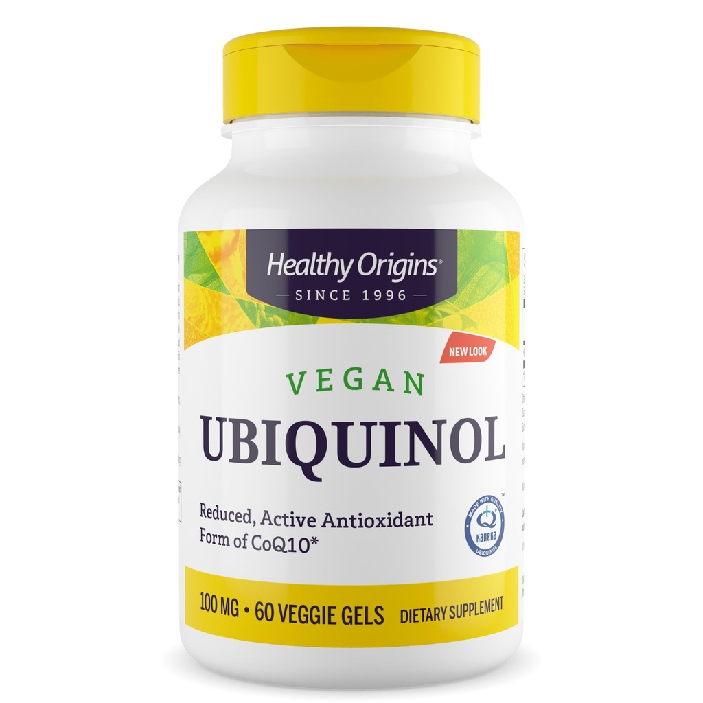 健康原产地 Vegan Ubiquinol(CoQ10活性形式),100 mg - Kaneka Ubiquinol 心脏健康和抗氧化剂支持补充剂 - Gluten-Free & Non-GMO 补充剂 - 60 Veggie Gels