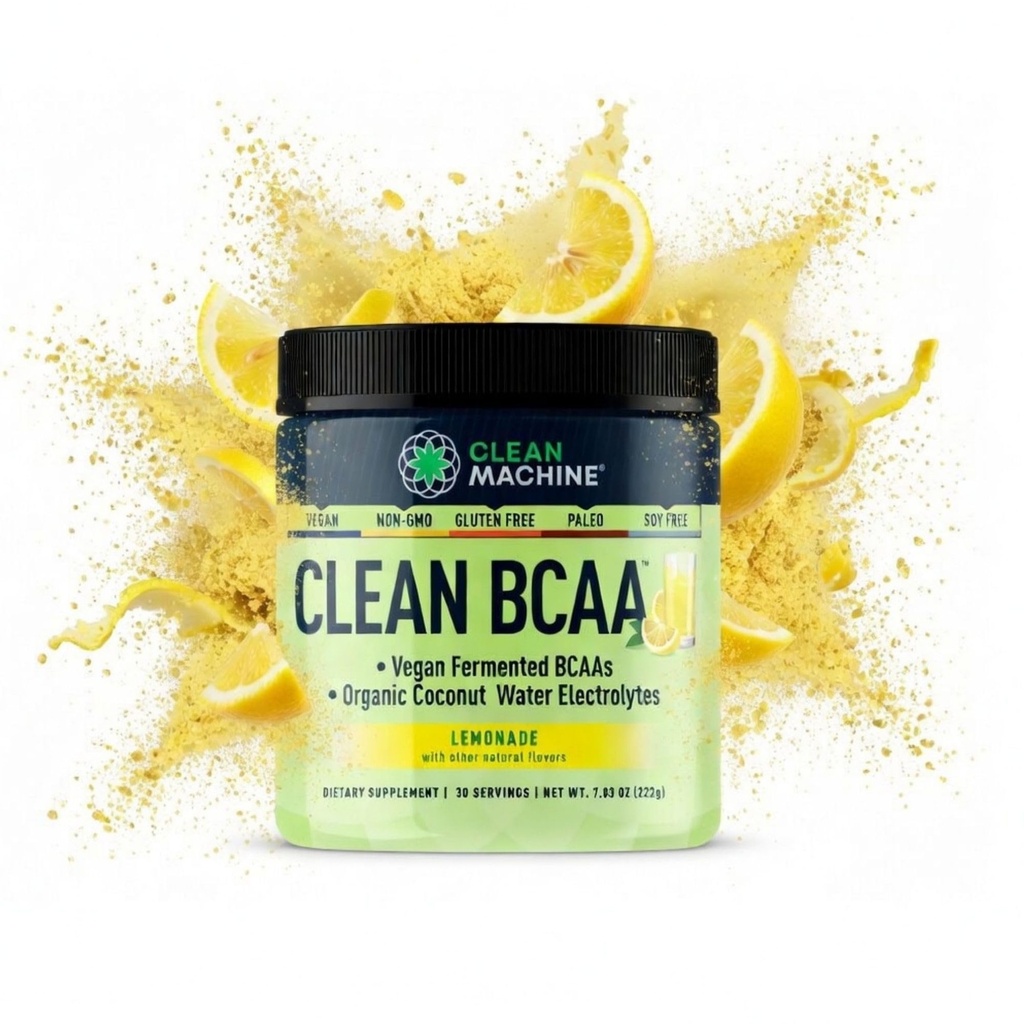 清洁的BCAA - 2:1:1 食物来源的BCAAs 粉末和椰子水电解剂 回收和氨基能源补充剂 - 获奖的Vegan氨基酸补充剂 - 30 服务品 - 柠檬水