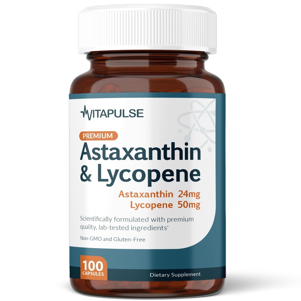 Astraxanthin 24mg 与 Lycopene 50mg 补充, 100 蔬菜卡普尔, 非 GMO, Gluten Free
