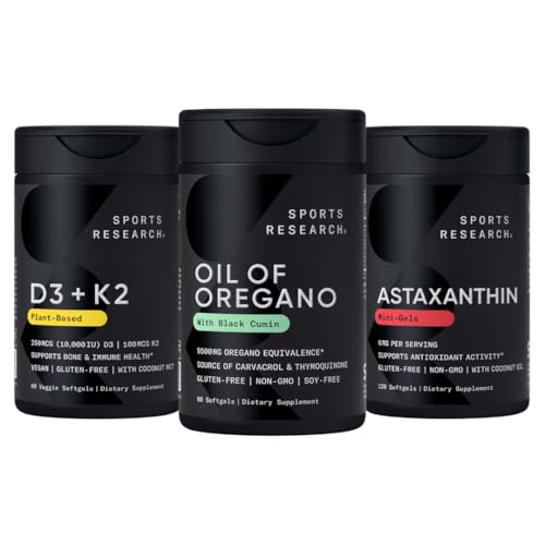 运动研究 → 抗氧化剂支持包 - Oregano 9500mg + 维生素 D3 K25000iu + 三重强度 Astaxanthin