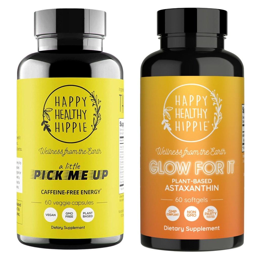 快乐健康嬉皮士 Glow for It Astaxanthin 补充 & A Little Pick Me Up 天然能源药丸