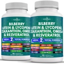 新AGE眼部健康维生素与Bilberry 300mg Lutein & Zeaxanthin 40mg Lycopene 40mg Resveratrol 100mg Grape种子提取200mg Astaxanthin - 眼部维生素-120 计数