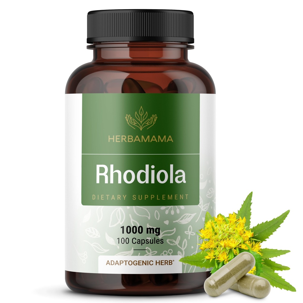 赫尔巴马 Rhodiola Rosea Capsules – 自然更年期补编* 女性 – 1 000 mg Rhodiola Rosea 根粉 – 服务于女性放松支持 – Vegan, Non-GMO – 50天供应