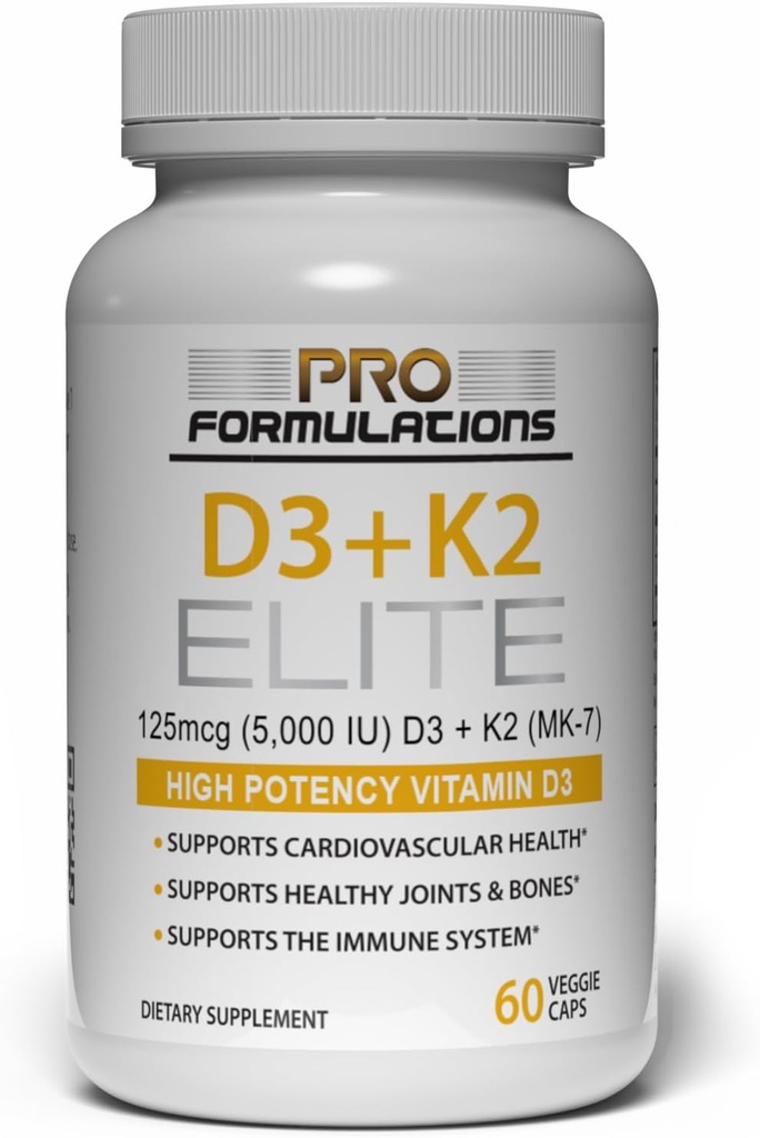 支持配方 MD3 + K2 精英 – 维生素 D3 + 维生素 K2 – 60日供应 – 高概率,生物可用 MK-7