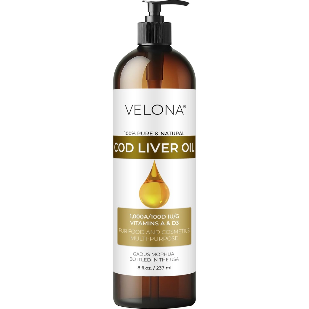 维罗纳科德利弗油 - 8 Fl Oz → 1000A/100D IU/g Omega 3 维生素 A & D3 → 挪威北极可持续源头 北欧石油 → 头发、身体和皮肤护理 → 今日使用 - 享受成果