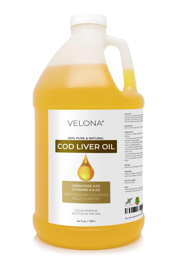 维罗纳科德利弗石油 - 64 Fl Oz → 1000A/100D IU/g Omega 3 维生素 A和D3 → 挪威北极可持续来源的北欧石油 → 头发、身体和皮肤护理 → 使用今天 - 享受成果